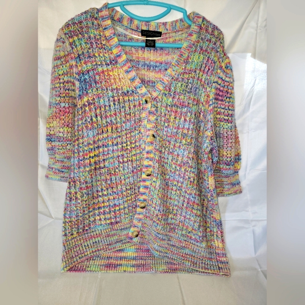 BEAUTIFUL multicolored short sleeved sweater 1x